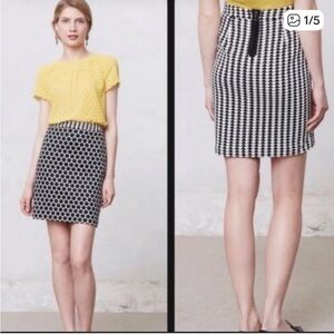 Anthropologie Leifnotes Black and White Pattern Classic Preppy Skirt - Size 8